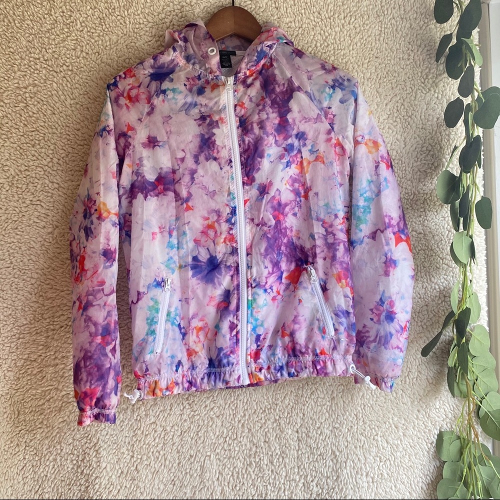 Live Love Dream Floral Water Color Windbreaker